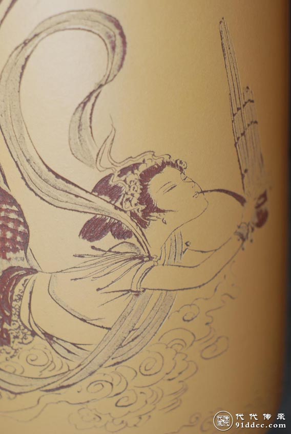 【飞天】江林献紫砂对瓶陶刻欣赏